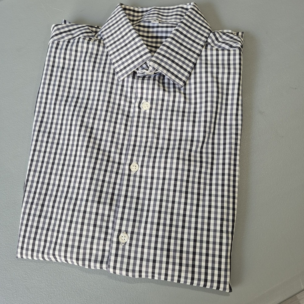 State & Liberty Shirt Mens Medium Gray Gingham Check Performance Dress Stretch